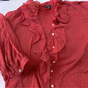 Blouse Ralph Lauren  vintage with ruffle, 3/4 sleeves, buttons. very lite cotton